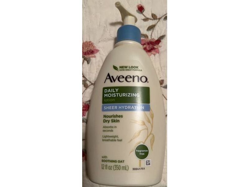 Aveeno Daily Moisturizing Sheer Hydration Lotion, Soothing Oat, Fragrance Free, 12 fl oz/350 mL