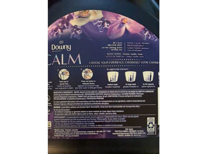 Downy Infusions Calm Fabric Conditioner, Lavender & Vanilla Bean, 170 Loads, 115 fl oz/3.40 L