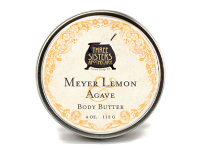 Three Sisters Apothecary Body Butter, Meyer Lemon & Agave, 4 oz/113 g