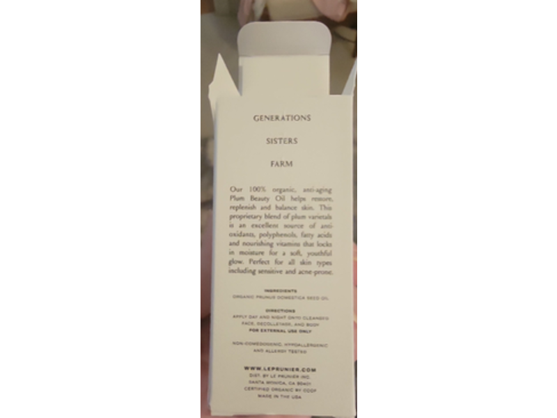 Le Prunier Plum Beauty Oil, 1 fl oz/30 mL