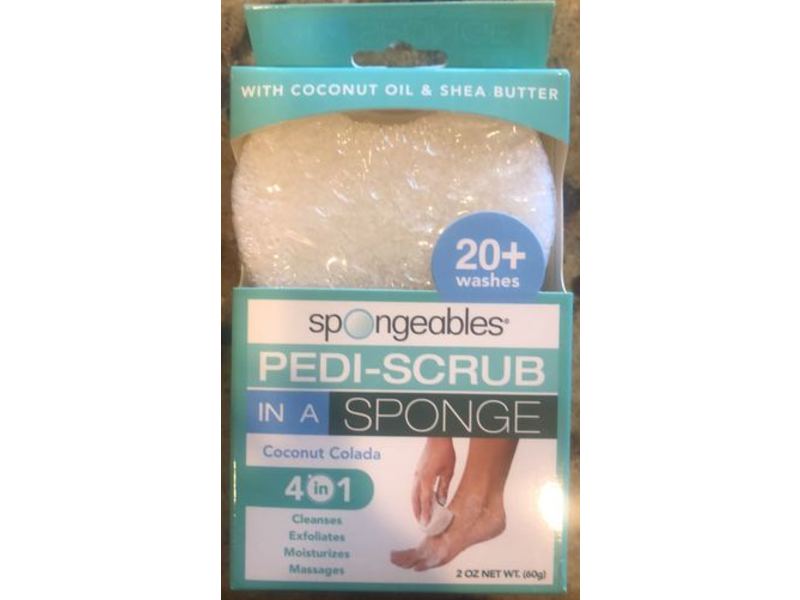 Spongeables 4 In 1 Pedi-Scrub Sponge, Coconut Colada, 2 oz/60 g