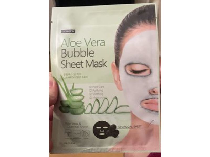 GlamFox Aloe Vera Bubble Sheet Mask, Charcoal Sheets, 0.81 oz/23 g
