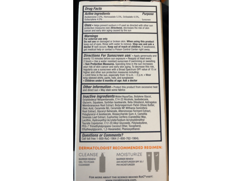 RoC Barrier Renew AM Moisturizer, SPF 30, 2.5 fl oz/74 mL