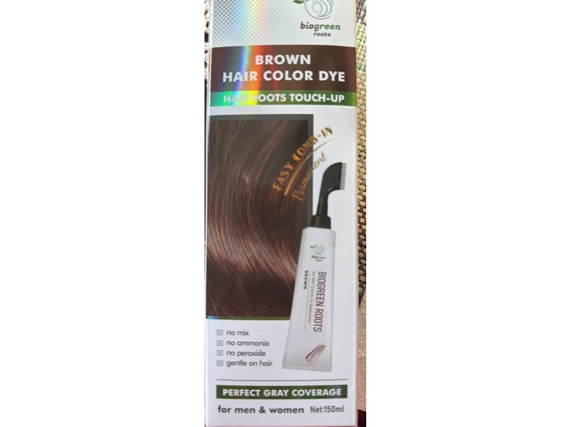 Biogreen Roots Hair Roots Touch Up Color Dye, Brown, 150 mL