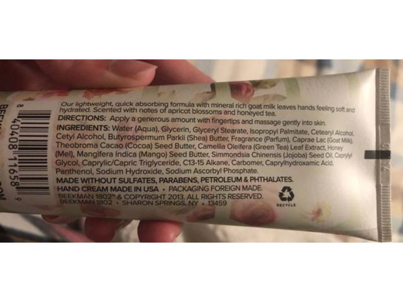 Beekman 1802 Goat Milk Hand Cream, Apricot & Honey Tea, 3.4 fl oz/100 mL