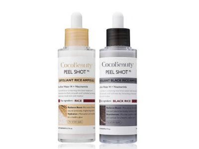 CocoBeauty Peel Shot Glow Exfoliant Rice Ampoule Duo, 2.7 fl oz/88 mL