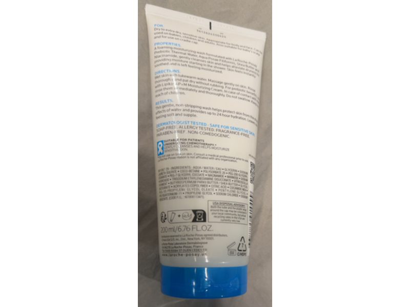 La Roche-Posay Lipikar AP+ Gentle Foaming Moisturizing Wash, 6.76 fl oz/200 mL