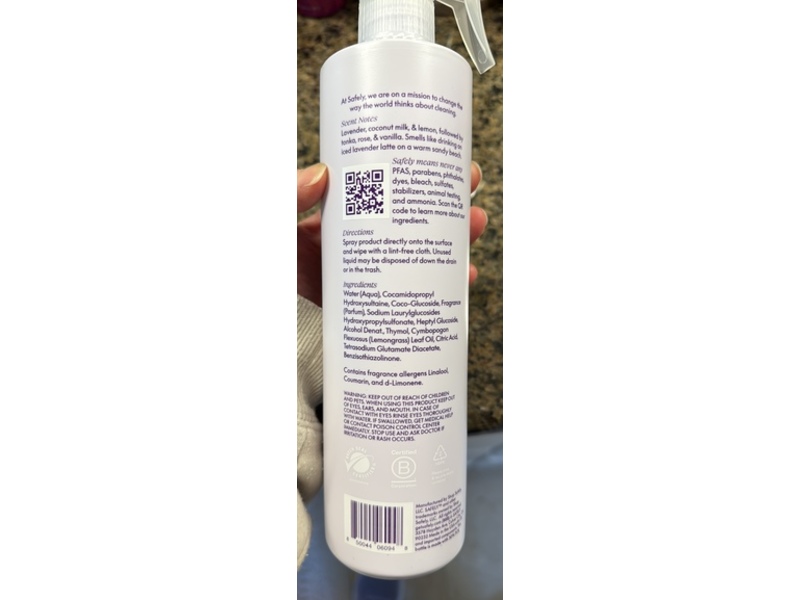 Safely Universal Cleaner, Lavender & Coconut Milk, 20 fl oz/591 mL