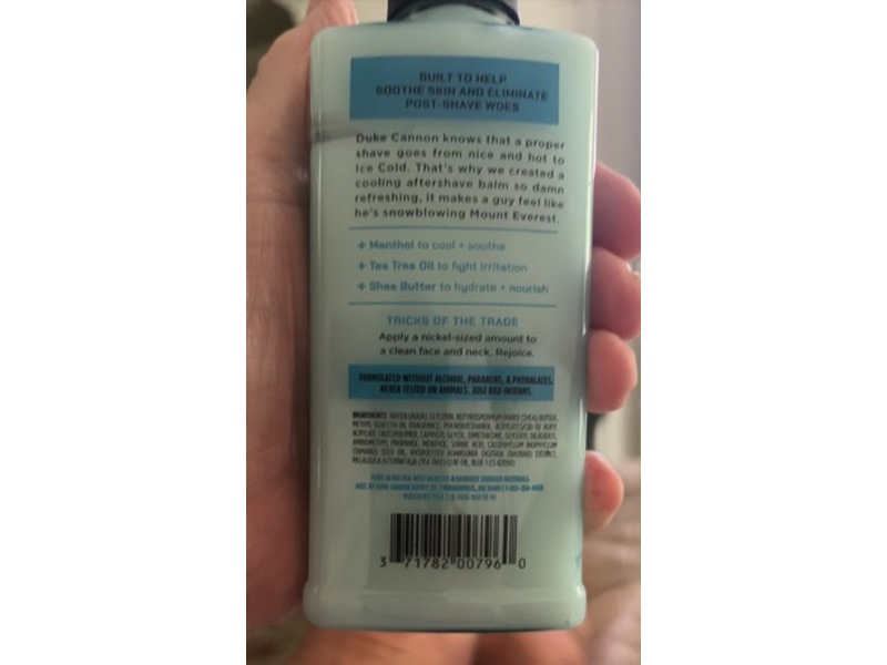 Duke Cannon Aftershave, Ice Cold, 6 fl oz/177 mL