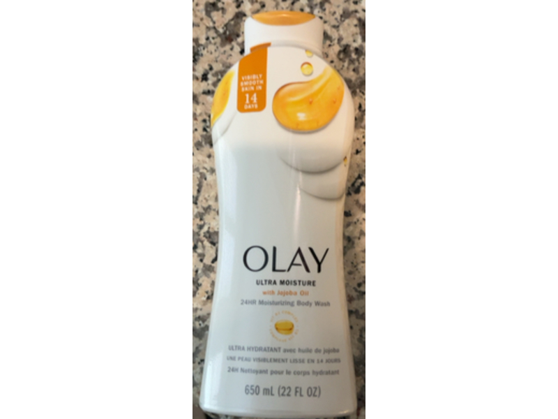 Olay Ultra Moisture Body Wash, Jojoba Oil, 22 fl oz/650 mL, Pack Of 4