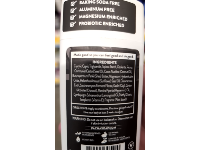 Pacha Soap Deodorant, Lemongrass & Peppermint, 2.65 oz/75 g