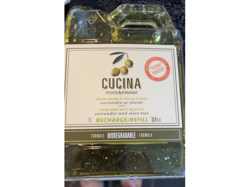 Cucina Fruits & Passion Hand Soap, Olive Oil, 33.8 fl oz/1 L