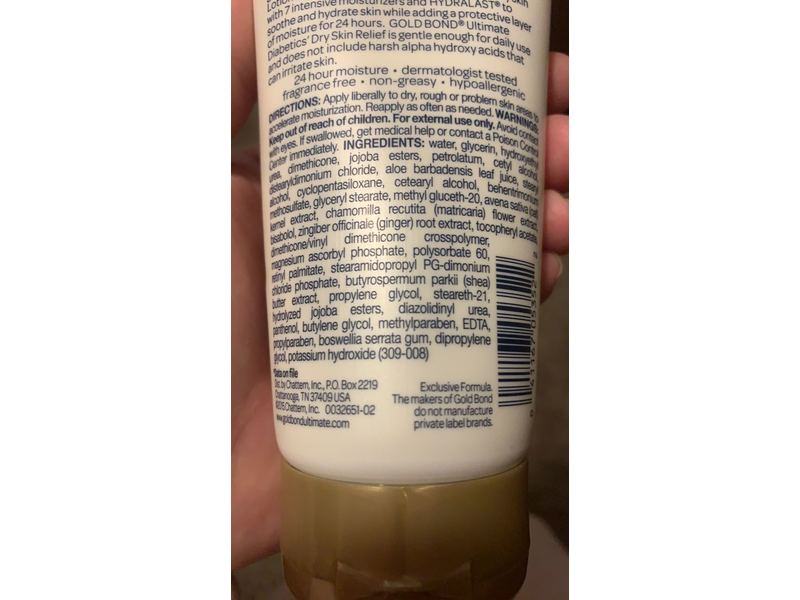 Gold Bond Ultimate Hydrating Lotion, Diabetics Dry Skin Relief, Fragrance Free, 4.5 oz/127 g