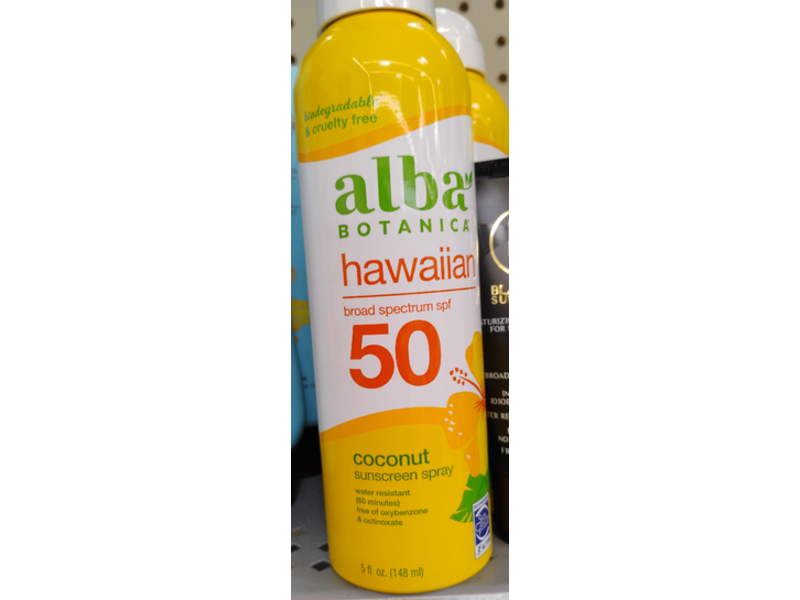 Alba Botanica Hawaiian Coconut Sunscreen Spray, SPF 50, 5 fl oz/148 mL