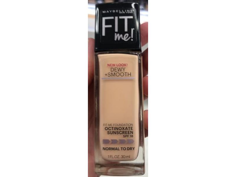 Maybelline New York Fit Me Dewy + Smooth Foundation, SPF 18, 105 Fair Ivory, 1 fl oz/30 mL