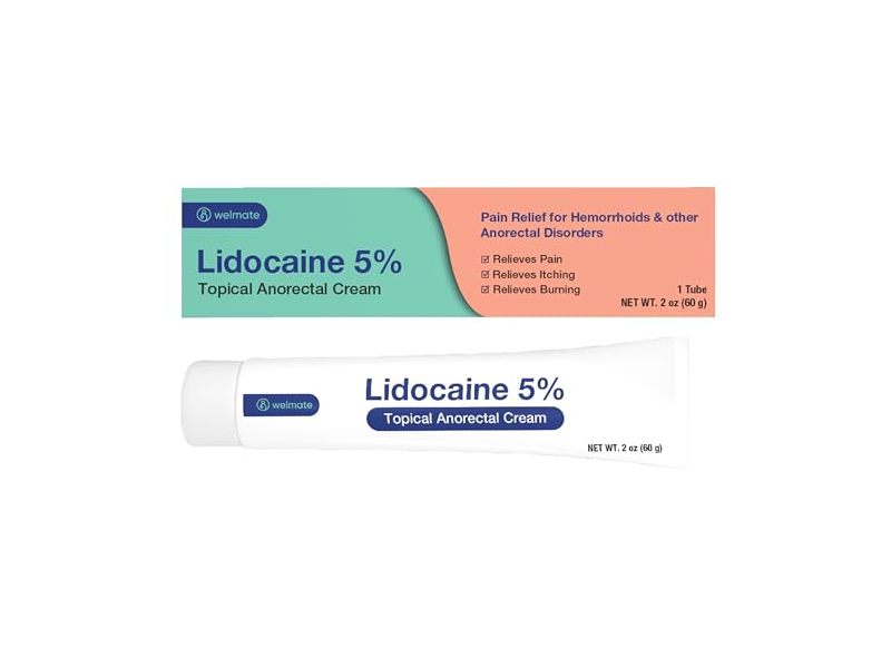 Welmate Topical Analgesic Cream, Lidocaine 5%, 2 oz/60 g