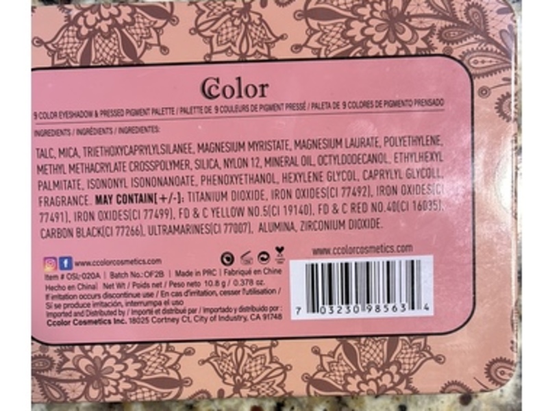 Ccolor Matte Makeup Palette, Natural, 0.378/10.8 g