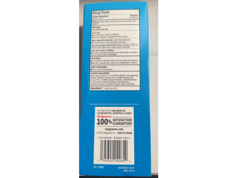 Walgreens Anti Dandruff Shampoo, Salicylic Acid 3%, 7 fl oz/207 mL