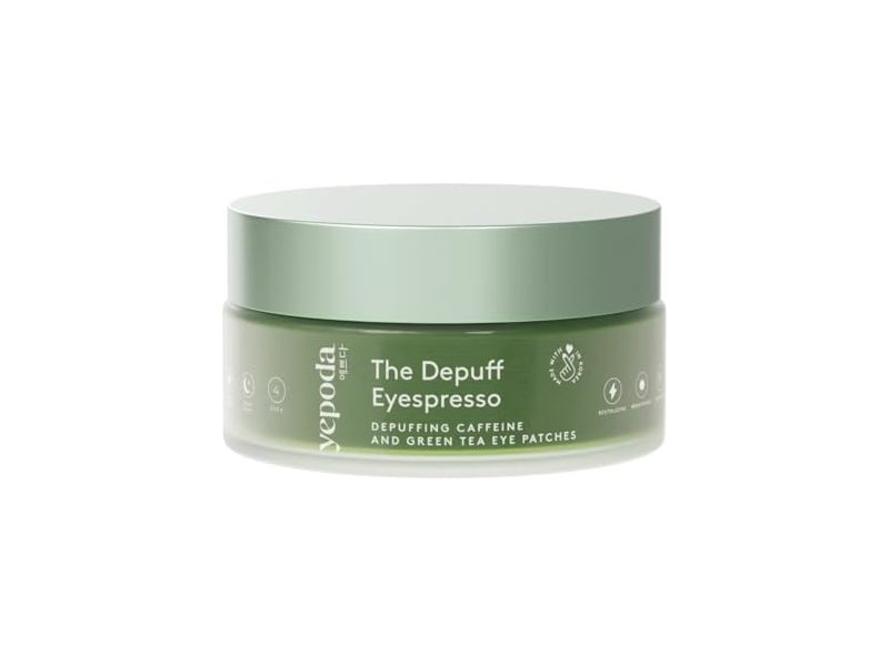 Yepoda The Depuff Eyespresso Eye Patches, Depuffing Caffeine & Green Tea, 3.17 oz/90 g, 60 Count