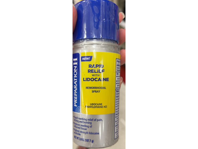 Preparation H Rapid Relief Hemorrhoidal Spray, Lidocaine, 3.8 oz/107.7 g