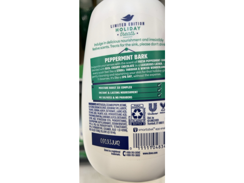 Dove Holiday Treats Deep Nourishing Hand Wash, Peppermint Bark, 12 fl oz