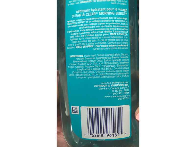 Clean & Clear Hydrating Facial Cleanser, Morning Burst, 235 mL