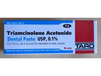 Triamcinolone Acetonide Dental Paste USP 0.1%, 5 g, Taro Pharmaceuticals (RX)