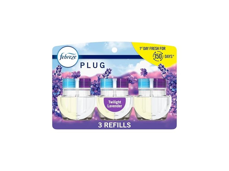 Febreze Plug Room Air Freshener Refills, Twilight Lavender, 2.63 fl oz/78 mL, Pack Of 3