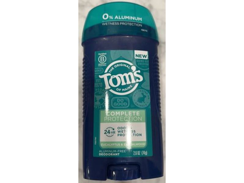 Tom's Of Maine Complete Protection Aluminum-Free Deodorant, Eucalyptus & Sandalwood, 2.6 oz/74 g