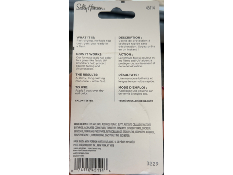 Sally Hansen Dries Instantly Top Coat, 0.45 fl oz/13.3 mL