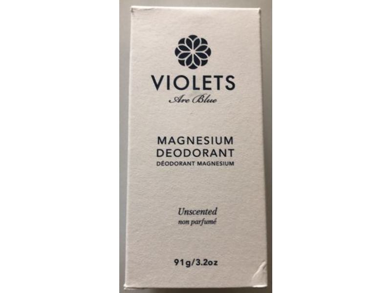 Violets Are Blue Magnesium Deodorant, Unscented, 3.2 oz/91 g