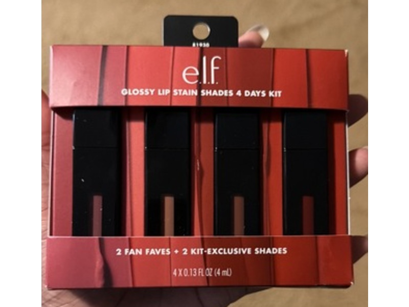 e.l.f. Cosmetics Glossy Lip Stain Shades 4 Days Kit, 0.13 fl oz/4 mL