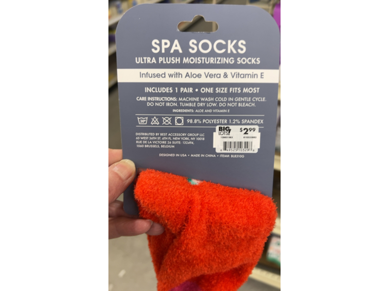 Spa Socks Ultra Plush Moisturizing Socks, Aloe Vera & Vitamin E, 1 Pair