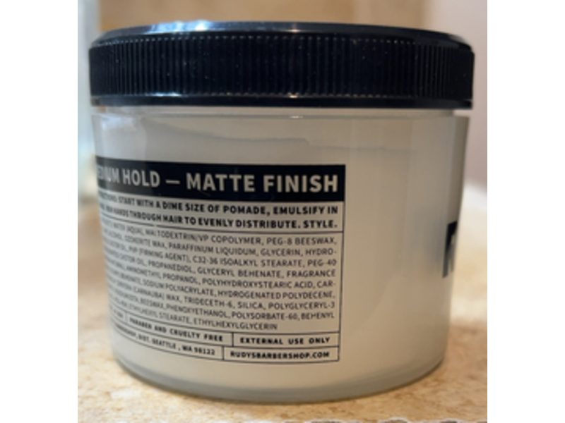 Rudy's Matte Pomade, Medium Hold, 4.8 oz