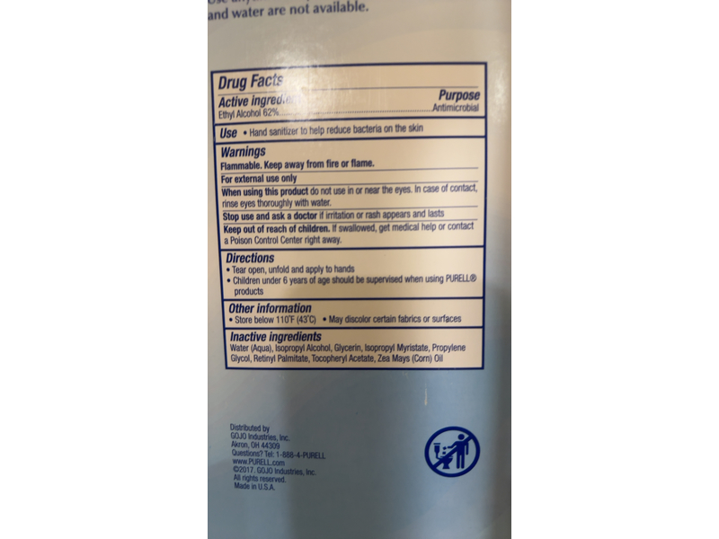 Purell Hand Sanitizing Wipes, Cottony Soft, 120 Count