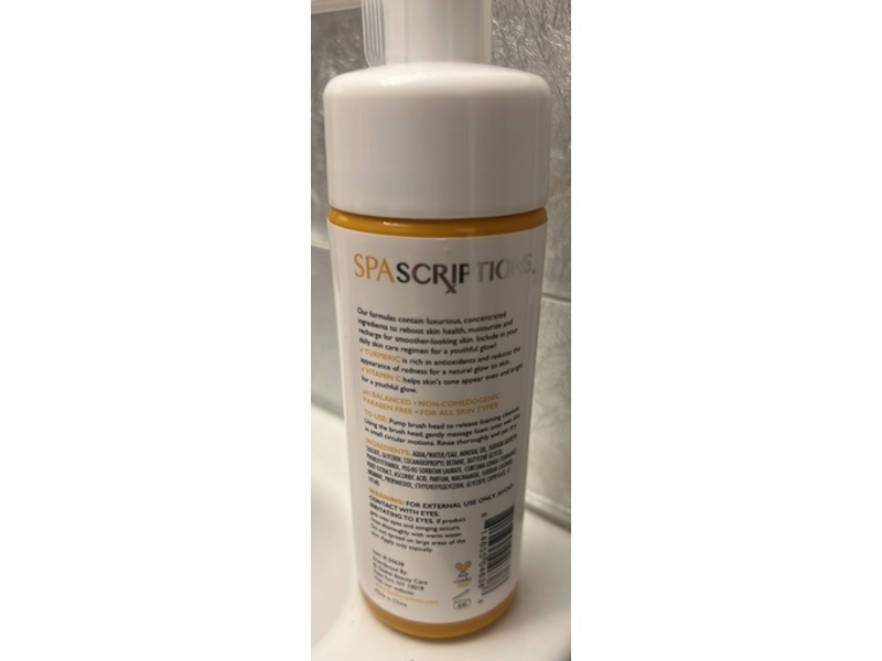 SpaScriptions Foaming Facial Cleanser, Turmeric+Vitamin C, 5 fl oz/150 mL