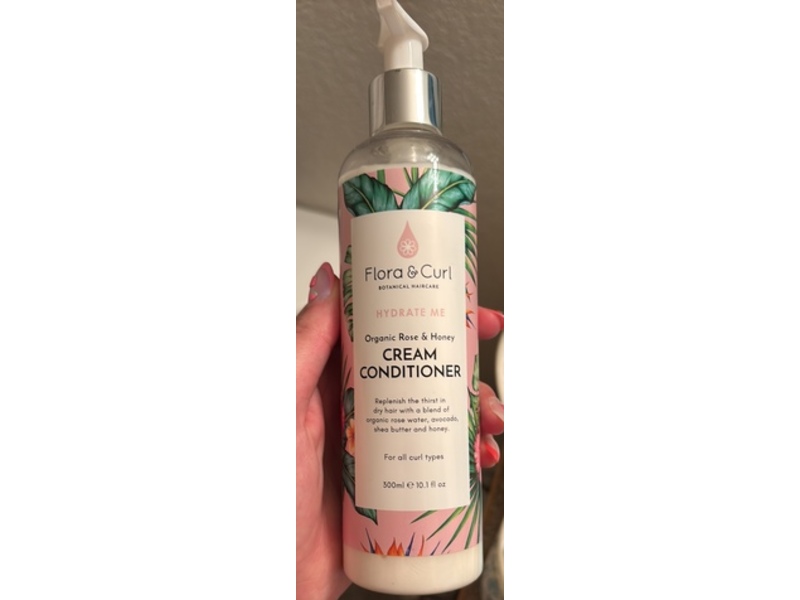 Flora And Curl Cream Conditioner, Hydrate Me Organic Rose and Honey, 10.1 fl oz/300 mL