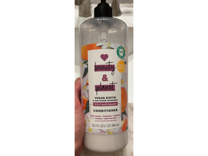 Love Beauty & Planet 5-In-1 Conditioner, Vegan Biotin & Sun Kissed Mandarin, 32.3 fl oz/955 mL