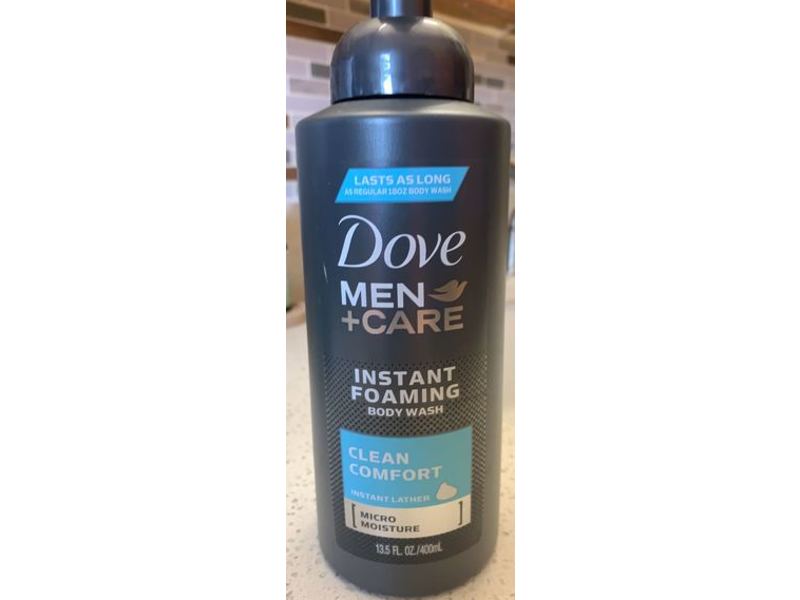 Dove Men + Care Instant Foaming Body Wash, Clean Comfort, 13.5 fl oz/400 mL, Pack Of 2