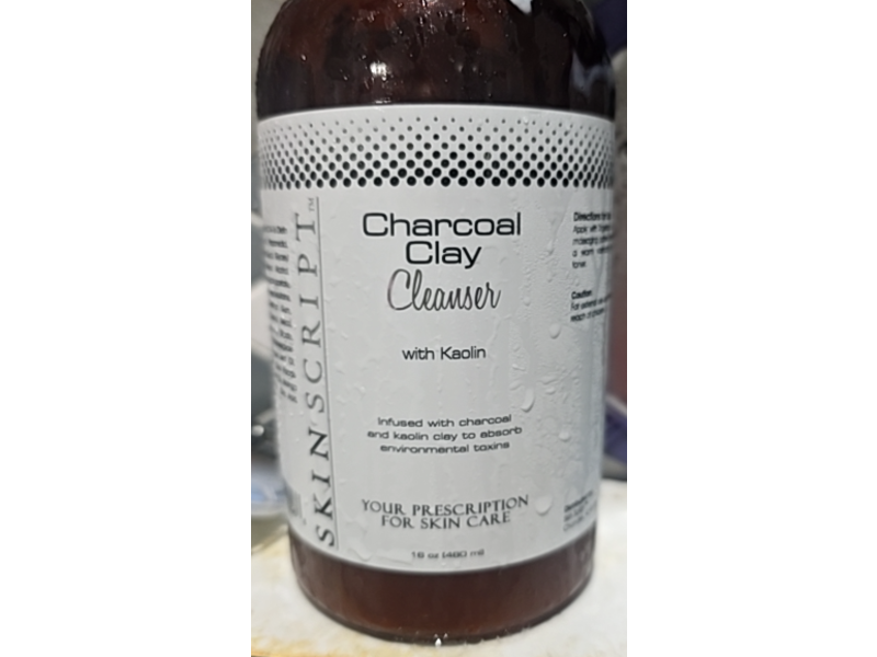 Skin Script Charcoal Clay Cleanser With Kaolin, 16 oz/480 mL