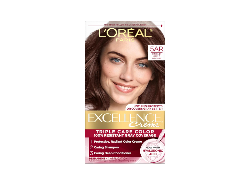 L'Oreal Paris Excellence Creme Permanent Hair Color Kit, 5AR Medium Maple Brown