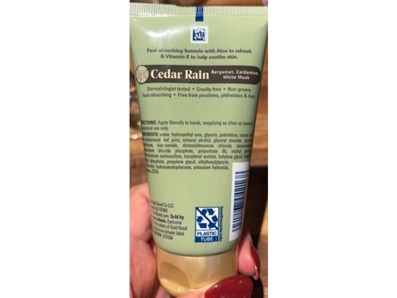 Gold Bond Refreshing Hand Cream, Cedar Rain, 3 oz/85 g, Pack Of 4