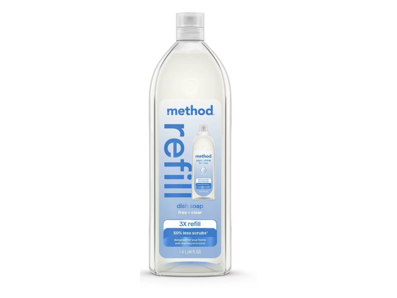 Method Dish Soap Refill, Free + Clear, 48 fl oz/1.4 L