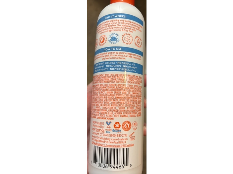 Cantu Weightless Smooth + Curl Cream, Blue Agave Extract, 10 fl oz/295 mL