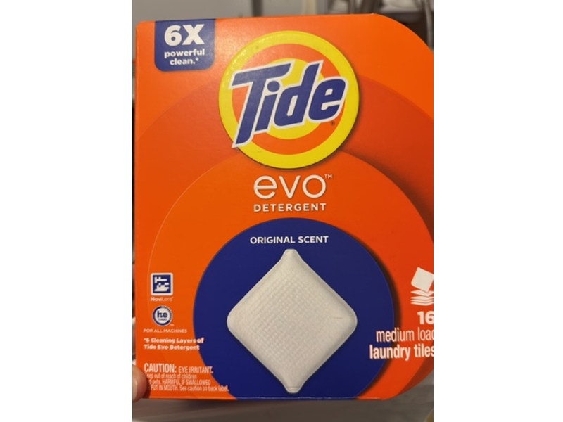 Tide Evo Laundry Detergent Tiles, Original Scent, 16 Count
