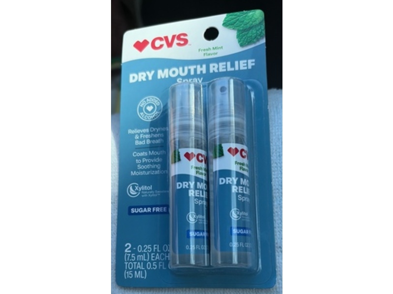 CVS Dry Mouth Relief Spray, Fresh Mint, 0.5 fl oz/15 mL, Pack Of 2