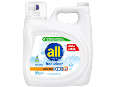 All Advanced Oxi Liquid Laundry Detergent, Free & Clear, 104 Loads, 154 fl oz/4.55 L