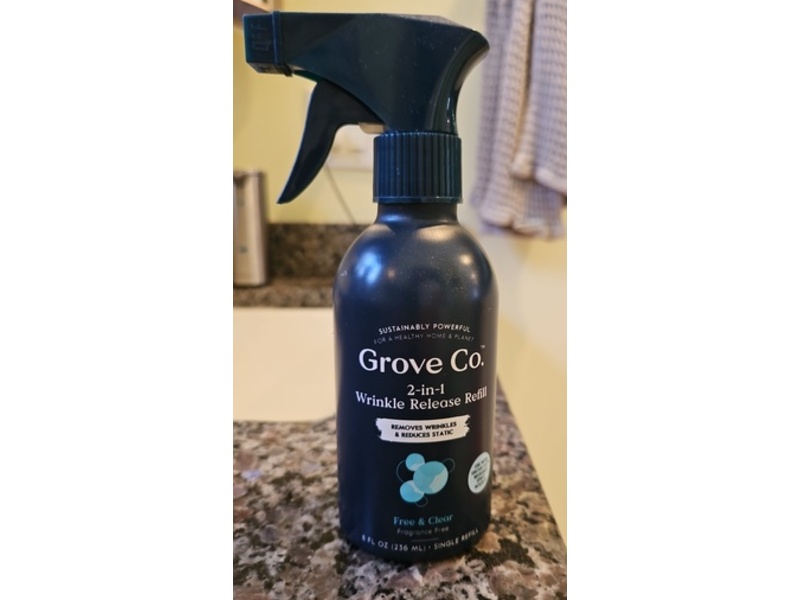Grove Co 2-In-1 Wrinkle Release Refill, Free & Clear, 8 fl oz/236 mL