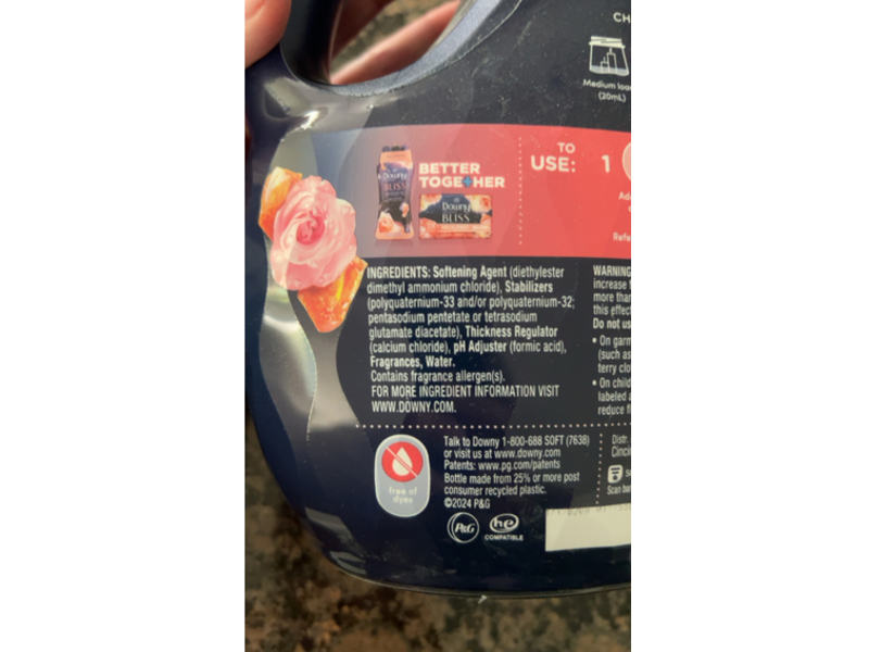 Downy Ultra Soft + Bliss Fabric Softner, Sparkling Amber & Rose, 96 Loads, 64 fl oz/1/92 L