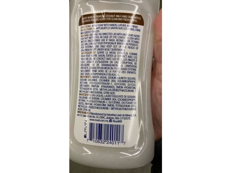 Nuvel Hand Soap, Tropical Coconut Milk, 15 fl oz/444mL